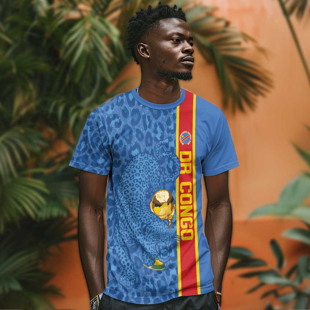 DR Congo Football Custom T shirt Come On Leopards Blue Color