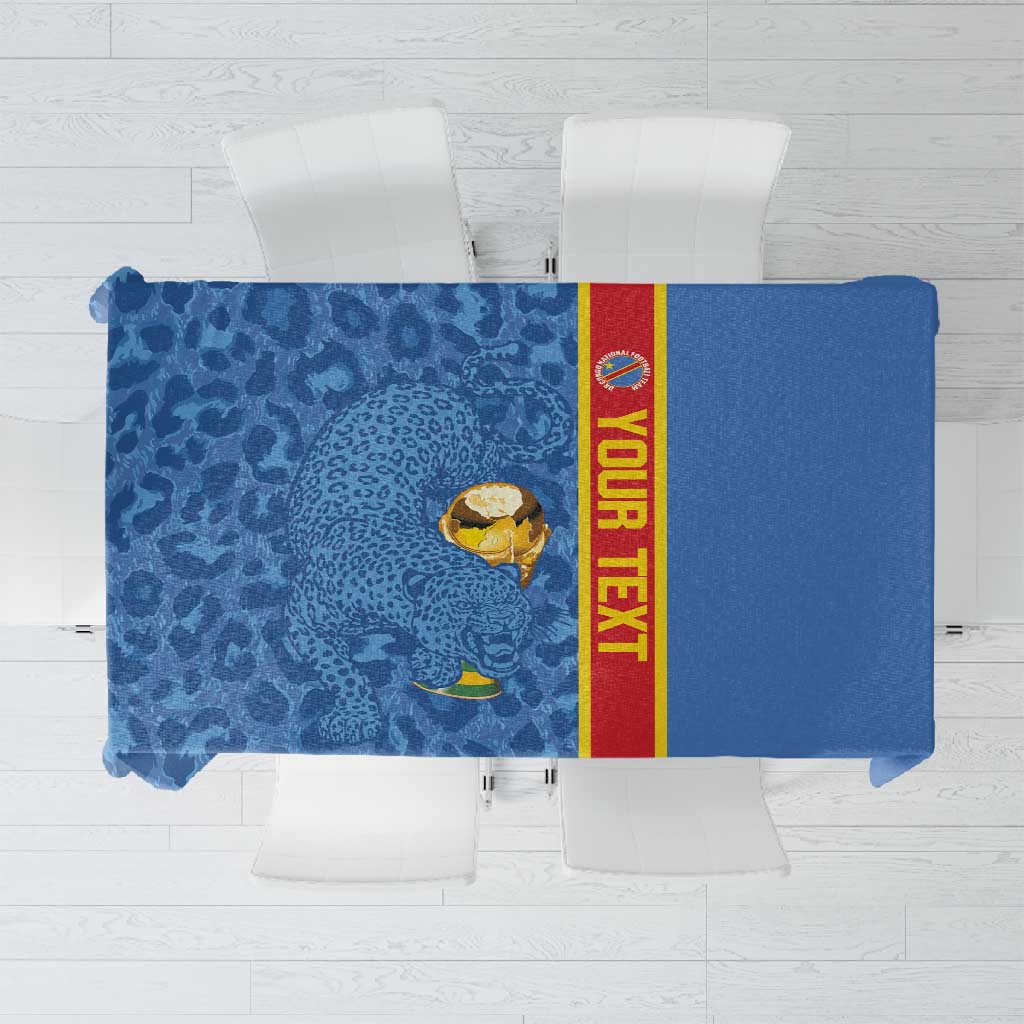 DR Congo Football Custom Tablecloth Come On Leopards Blue Color