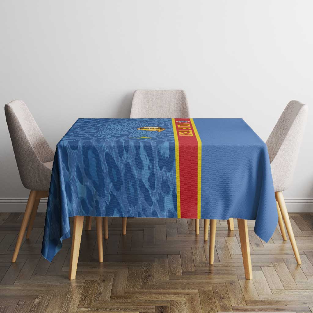 DR Congo Football Custom Tablecloth Come On Leopards Blue Color
