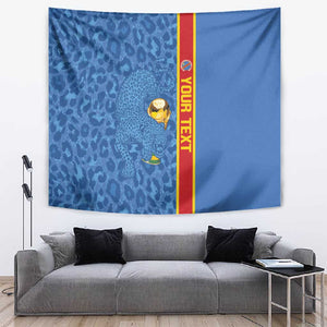 DR Congo Football Custom Tapestry Come On Leopards Blue Color