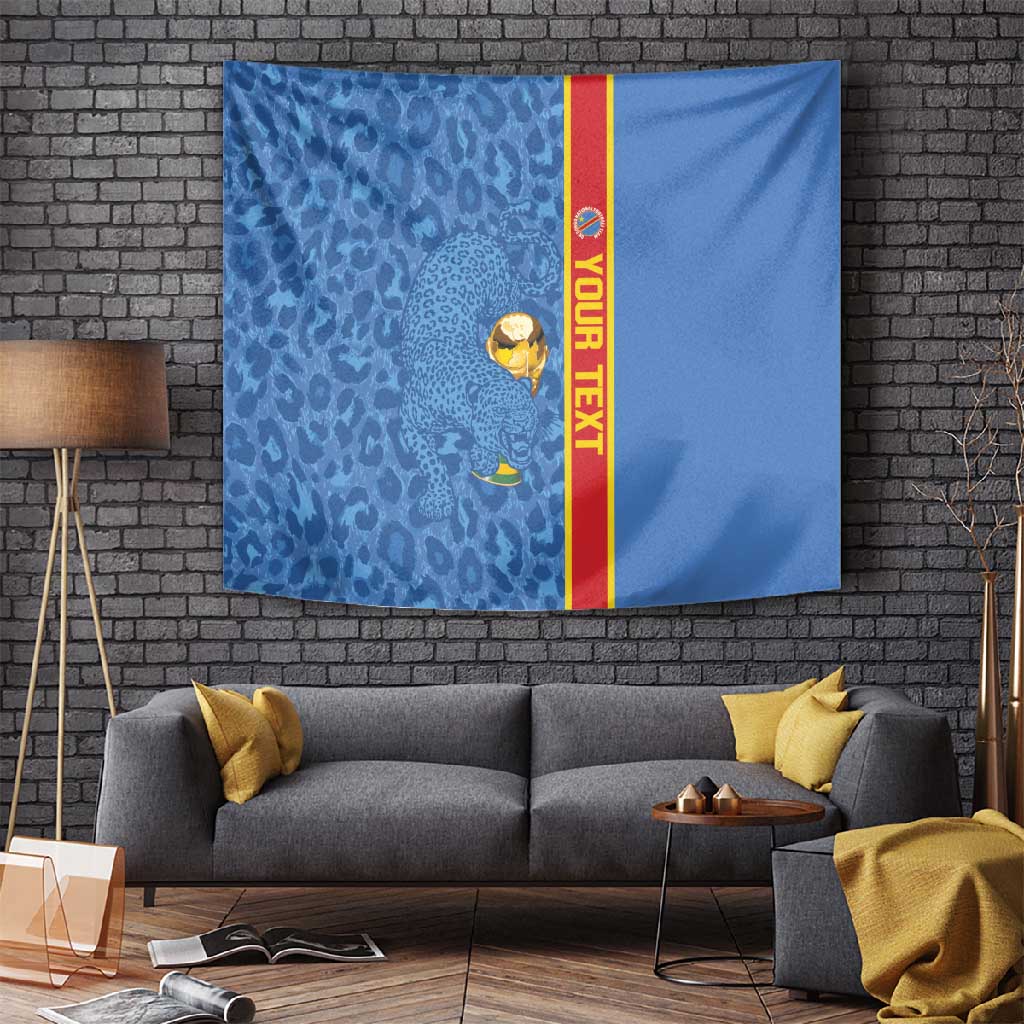 DR Congo Football Custom Tapestry Come On Leopards Blue Color