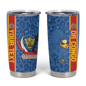 DR Congo Football Custom Tumbler Cup Come On Leopards Blue Color