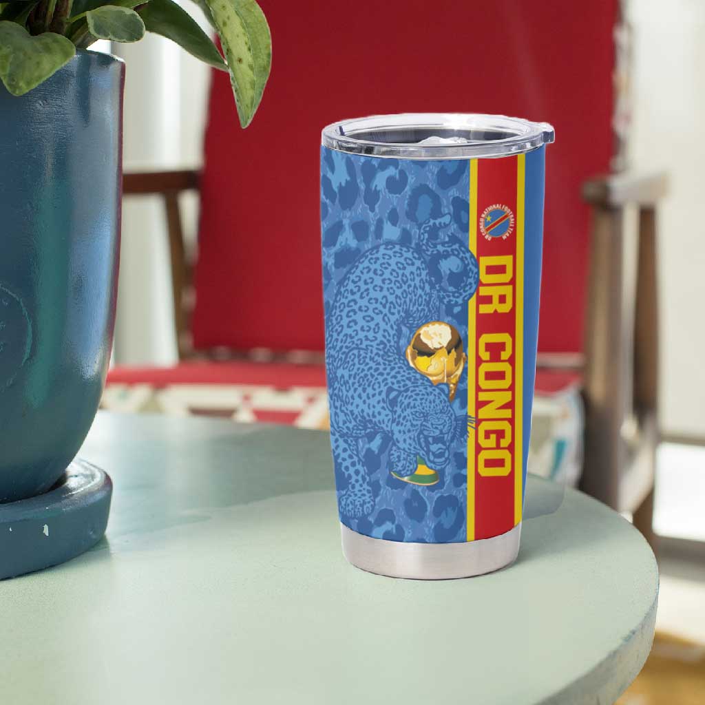 DR Congo Football Custom Tumbler Cup Come On Leopards Blue Color