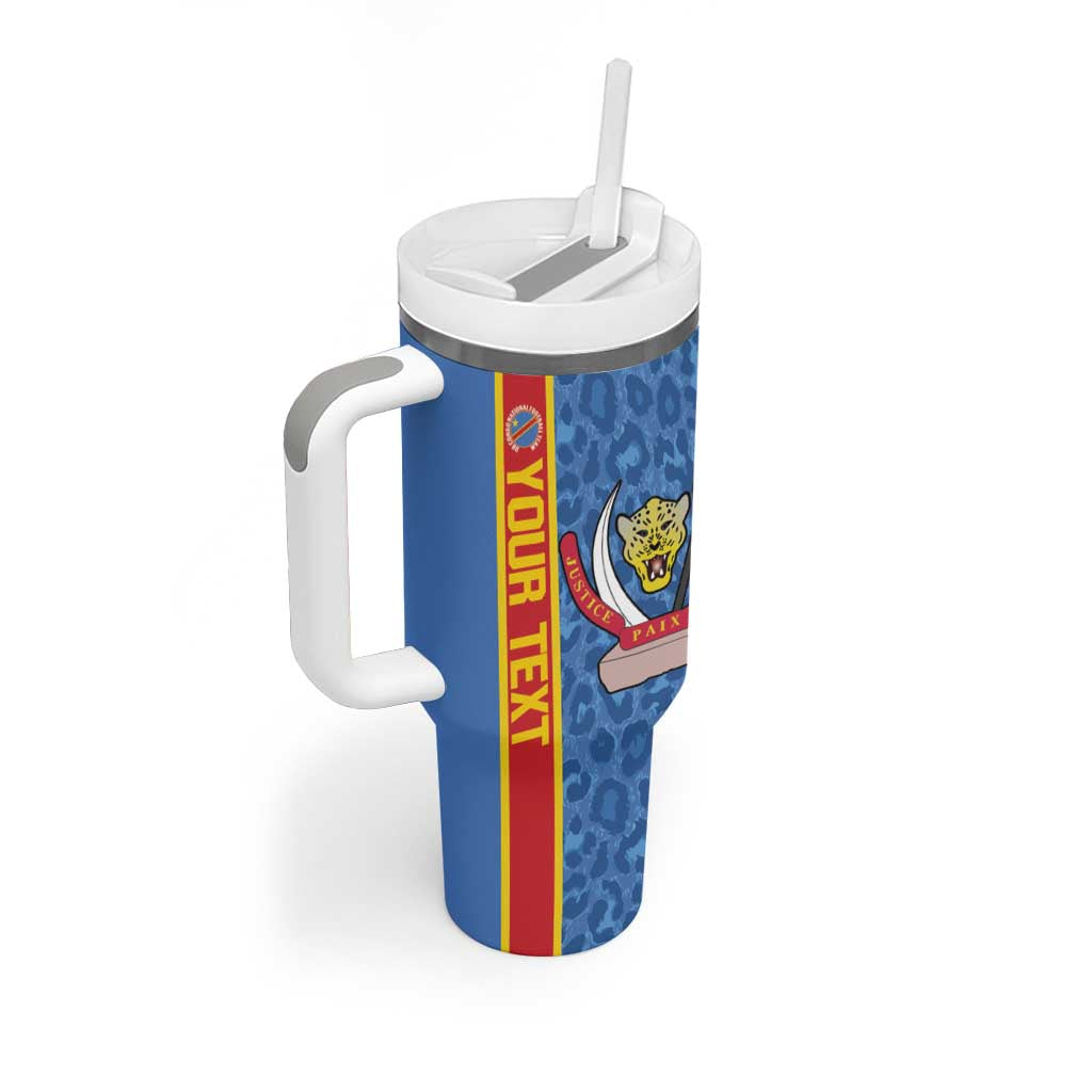 DR Congo Football Custom Tumbler With Handle Come On Leopards Blue Color
