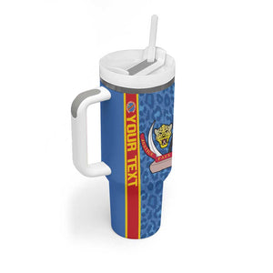 DR Congo Football Custom Tumbler With Handle Come On Leopards Blue Color