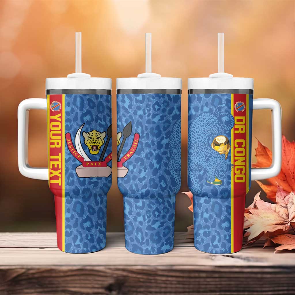 DR Congo Football Custom Tumbler With Handle Come On Leopards Blue Color