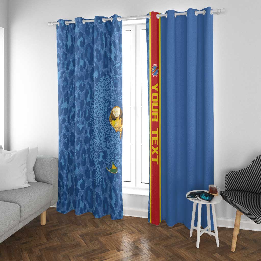 DR Congo Football Custom Window Curtain Come On Leopards Blue Color