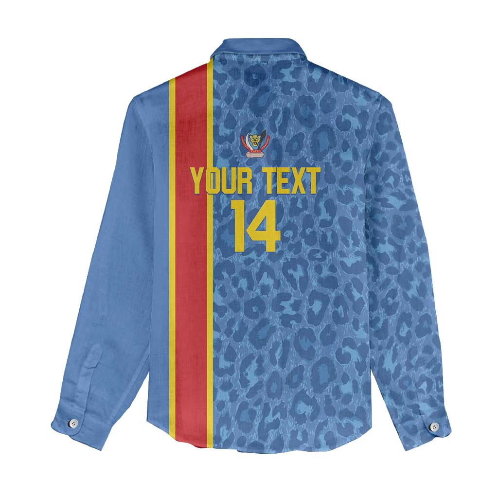 DR Congo Football Custom Women Casual Shirt Come On Leopards Blue Color