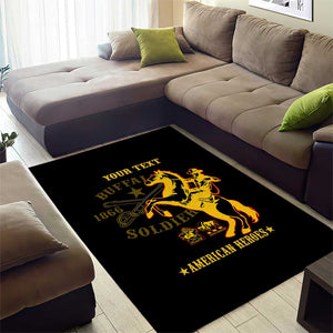 Personalized Afro Buffalo Soldiers Area Rug BSMC United States Army Black