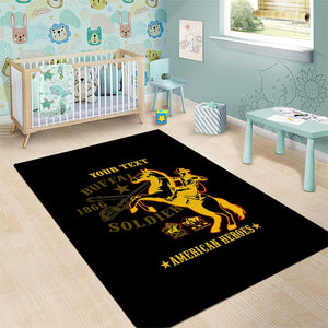 Personalized Afro Buffalo Soldiers Area Rug BSMC United States Army Black