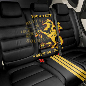 Personalized Afro Buffalo Soldiers Back Car Seat Cover BSMC United States Army Black