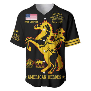 Personalized Afro Buffalo Soldiers Baseball Jersey BSMC United States Army Black