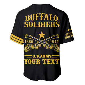 Personalized Afro Buffalo Soldiers Baseball Jersey BSMC United States Army Black