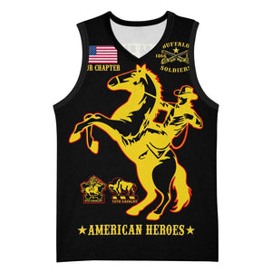 Personalized Afro Buffalo Soldiers Basketball Jersey BSMC United States Army Black LT14