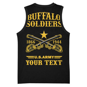Personalized Afro Buffalo Soldiers Basketball Jersey BSMC United States Army Black LT14