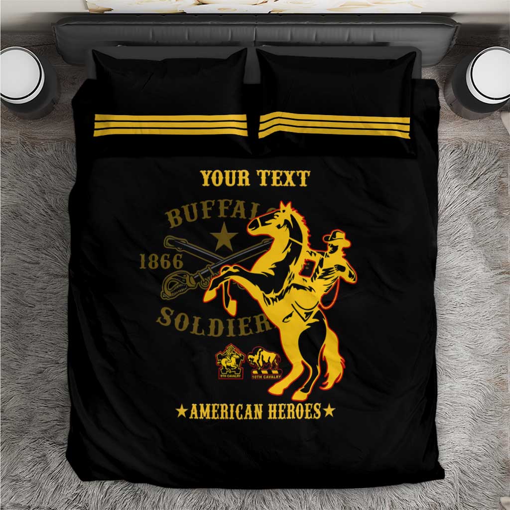 Personalized Afro Buffalo Soldiers Bedding Set BSMC United States Army Black