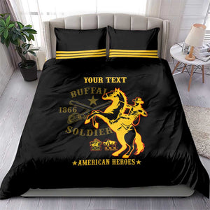Personalized Afro Buffalo Soldiers Bedding Set BSMC United States Army Black