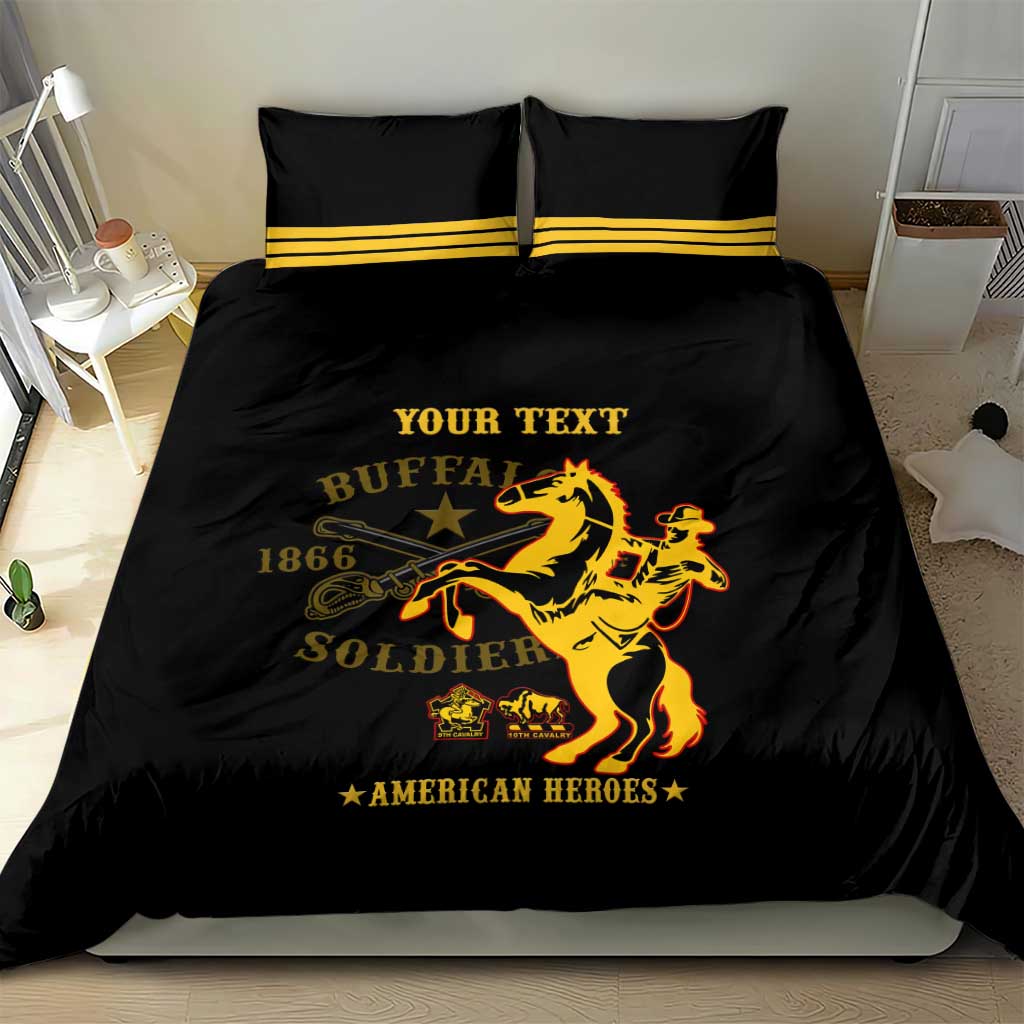 Personalized Afro Buffalo Soldiers Bedding Set BSMC United States Army Black