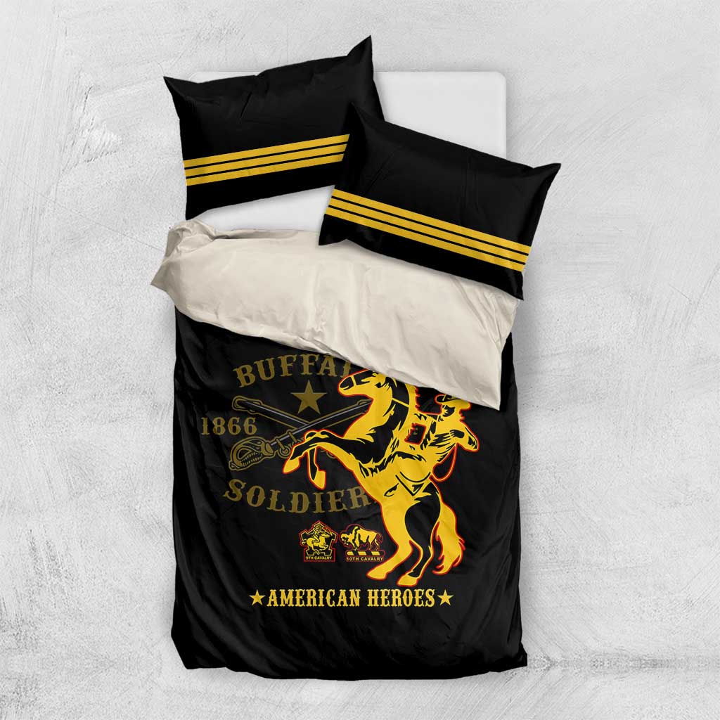 Personalized Afro Buffalo Soldiers Bedding Set BSMC United States Army Black