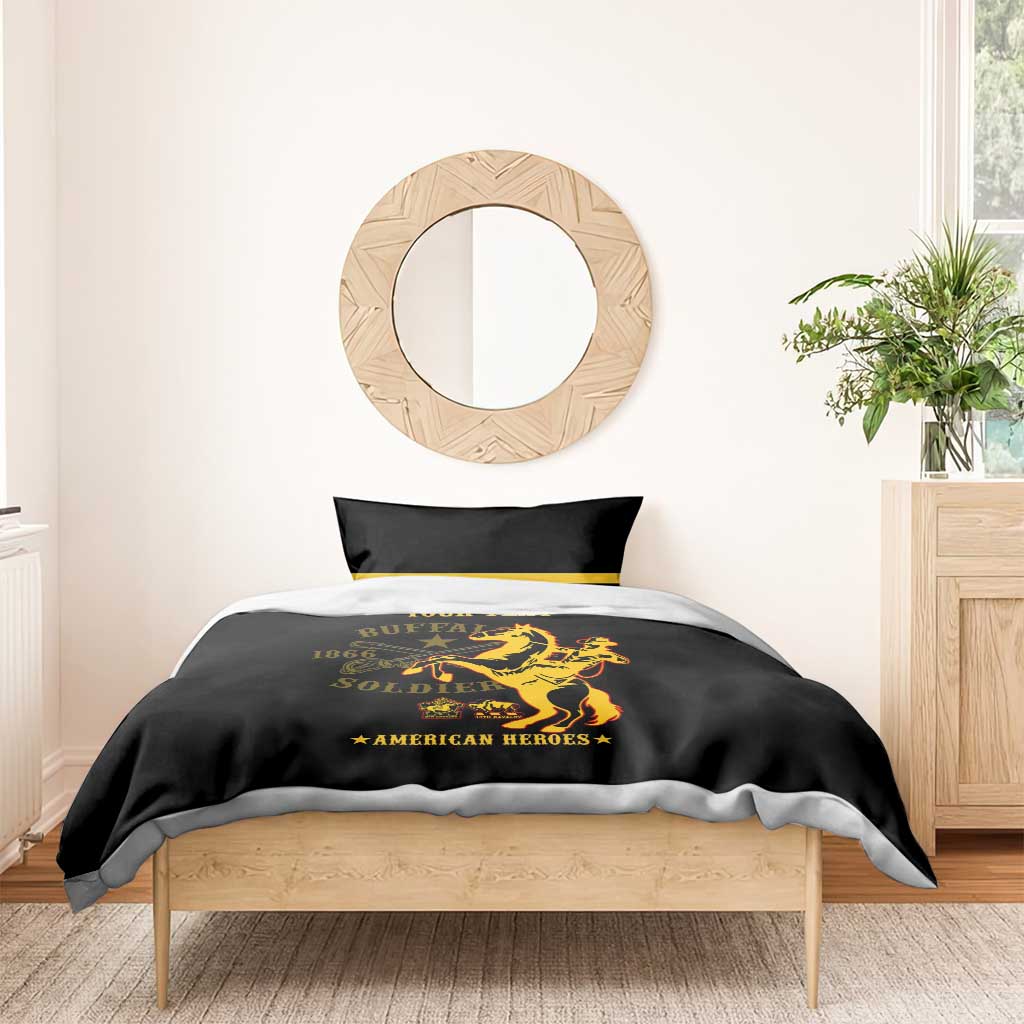 Personalized Afro Buffalo Soldiers Bedding Set BSMC United States Army Black