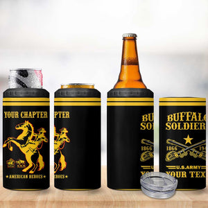 Personalized Afro Buffalo Soldiers 4 in 1 Can Cooler Tumbler BSMC United States Army Black LT14