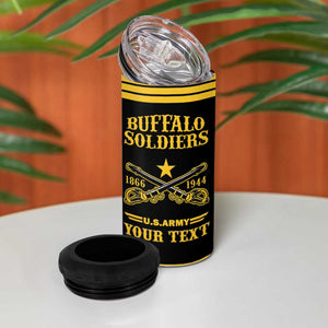 Personalized Afro Buffalo Soldiers 4 in 1 Can Cooler Tumbler BSMC United States Army Black LT14