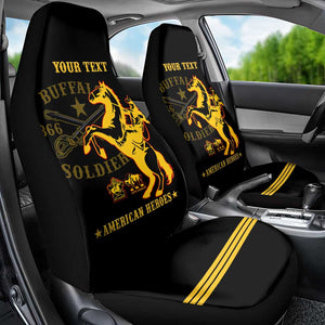 Personalized Afro Buffalo Soldiers Car Seat Cover BSMC United States Army Black