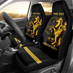 Personalized Afro Buffalo Soldiers Car Seat Cover BSMC United States Army Black