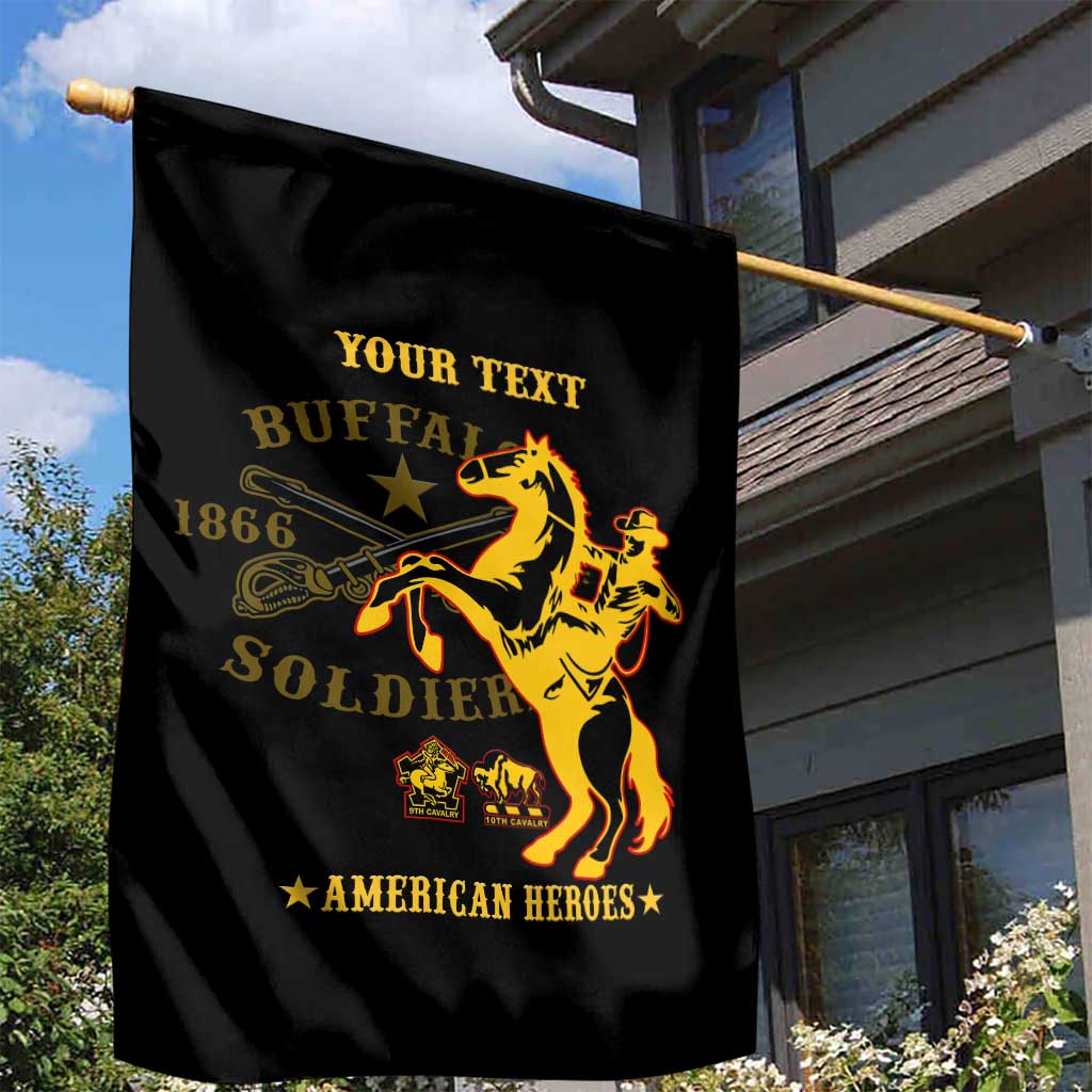 Personalized Afro Buffalo Soldiers Garden Flag BSMC United States Army Black