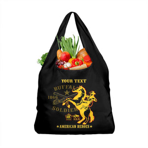 Personalized Afro Buffalo Soldiers Grocery Bag BSMC United States Army Black