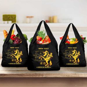Personalized Afro Buffalo Soldiers Grocery Bag BSMC United States Army Black