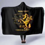 Personalized Afro Buffalo Soldiers Hooded Blanket BSMC United States Army Black