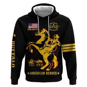 Personalized Afro Buffalo Soldiers Hoodie BSMC United States Army Black