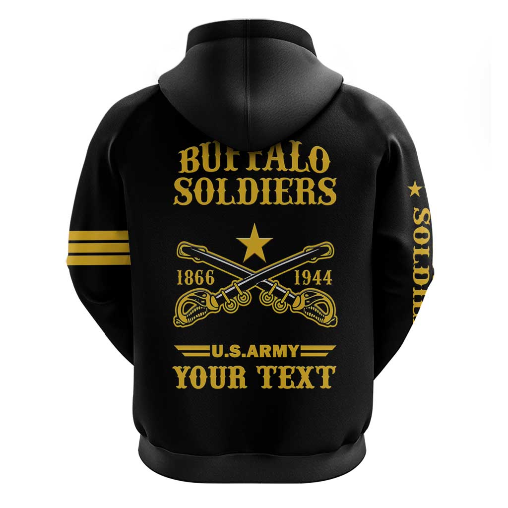 Personalized Afro Buffalo Soldiers Hoodie BSMC United States Army Black