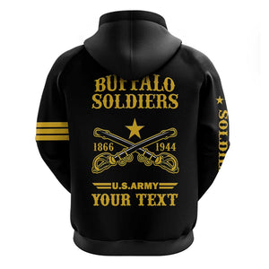 Personalized Afro Buffalo Soldiers Hoodie BSMC United States Army Black