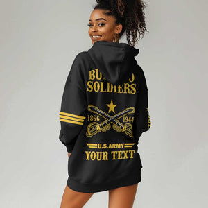 Personalized Afro Buffalo Soldiers Hoodie Dress BSMC United States Army Black