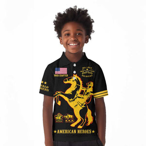 Personalized Afro Buffalo Soldiers Kid Polo Shirt BSMC United States Army Black