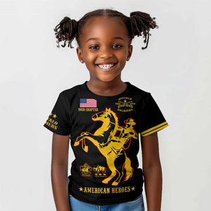 Personalized Afro Buffalo Soldiers Kid T shirt BSMC United States Army Black