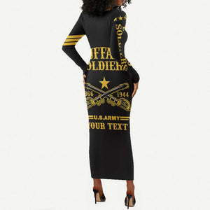 Personalized Afro Buffalo Soldiers Long Sleeve Bodycon Dress BSMC United States Army Black