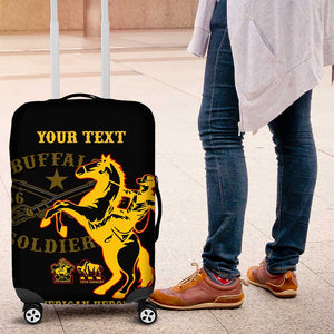 Personalized Afro Buffalo Soldiers Luggage Cover BSMC United States Army Black