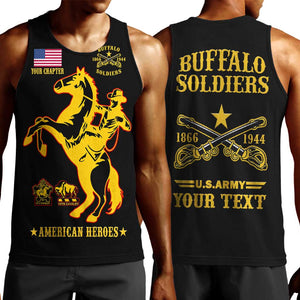 Personalized Afro Buffalo Soldiers Men Tank Top BSMC United States Army Black