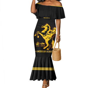 Personalized Afro Buffalo Soldiers Mermaid Dress BSMC United States Army Black