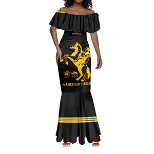 Personalized Afro Buffalo Soldiers Mermaid Dress BSMC United States Army Black