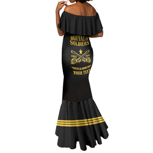 Personalized Afro Buffalo Soldiers Mermaid Dress BSMC United States Army Black