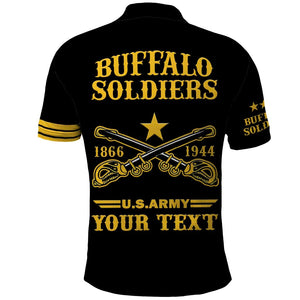 Personalized Afro Buffalo Soldiers Polo Shirt BSMC United States Army Black