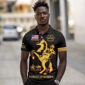 Personalized Afro Buffalo Soldiers Polo Shirt BSMC United States Army Black