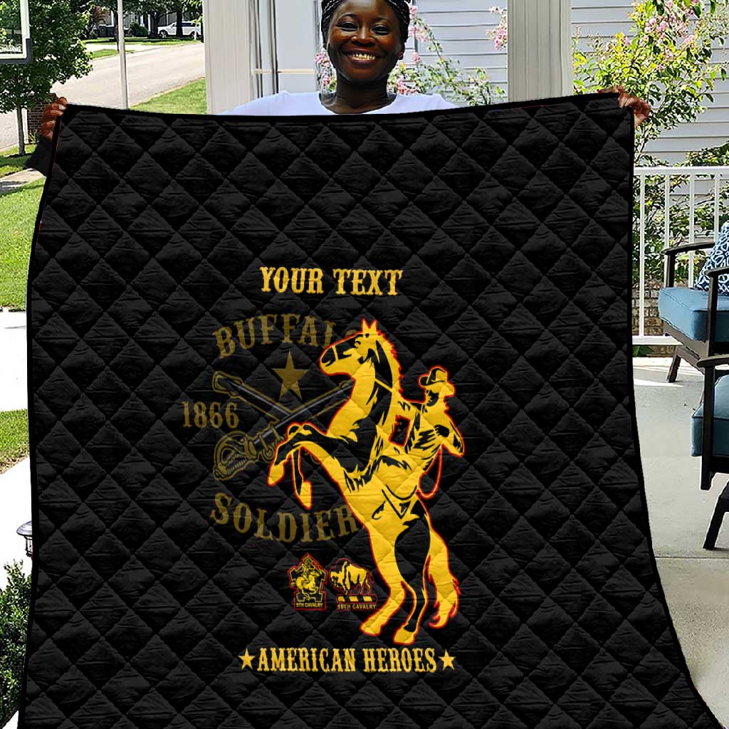 Personalized Afro Buffalo Soldiers Quilt BSMC United States Army Black