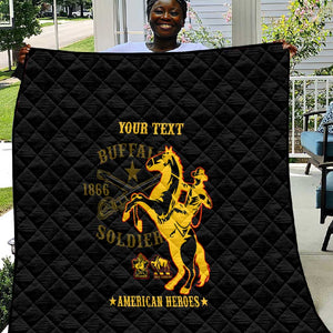 Personalized Afro Buffalo Soldiers Quilt BSMC United States Army Black