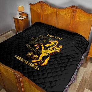 Personalized Afro Buffalo Soldiers Quilt BSMC United States Army Black