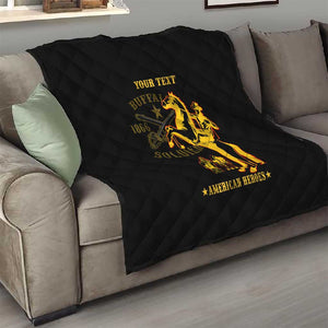 Personalized Afro Buffalo Soldiers Quilt BSMC United States Army Black